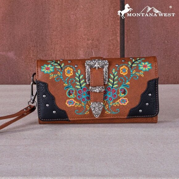 MW1252-W018 Montana West Embroidered Buckle Collection Wallet - Picture 2 of 5